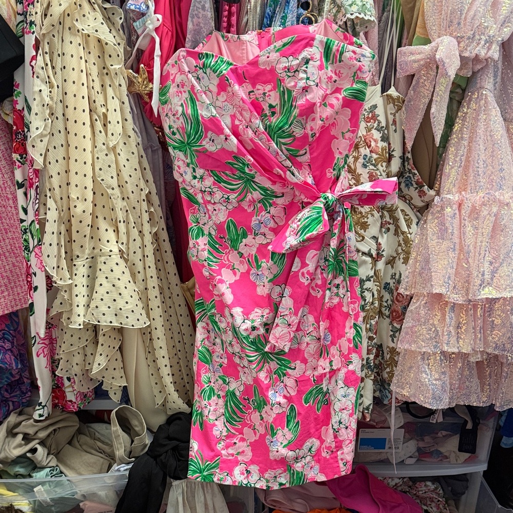 Lilly Pulitzer Floral Pink Dress size 8